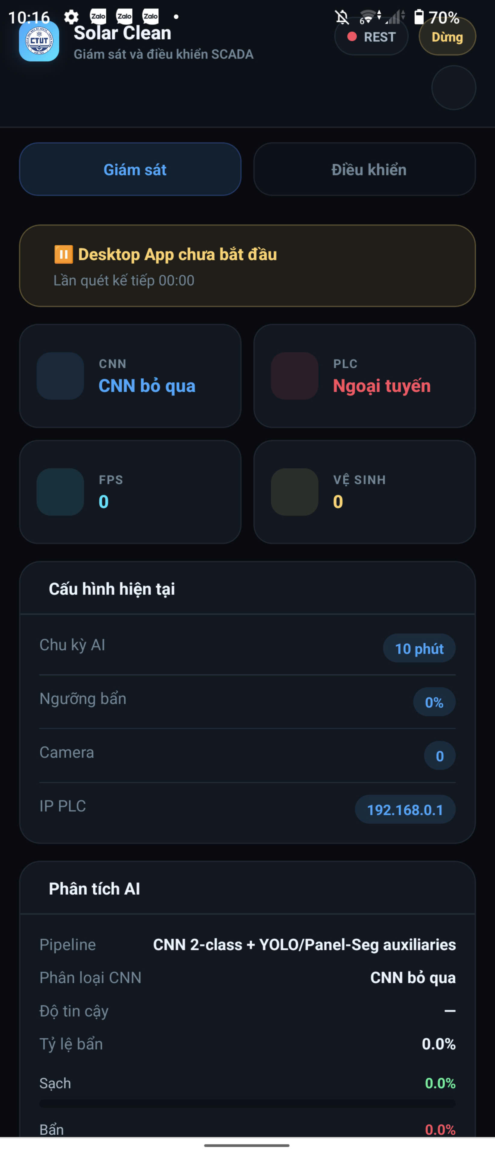 Giao diện mobile app của hệ thống